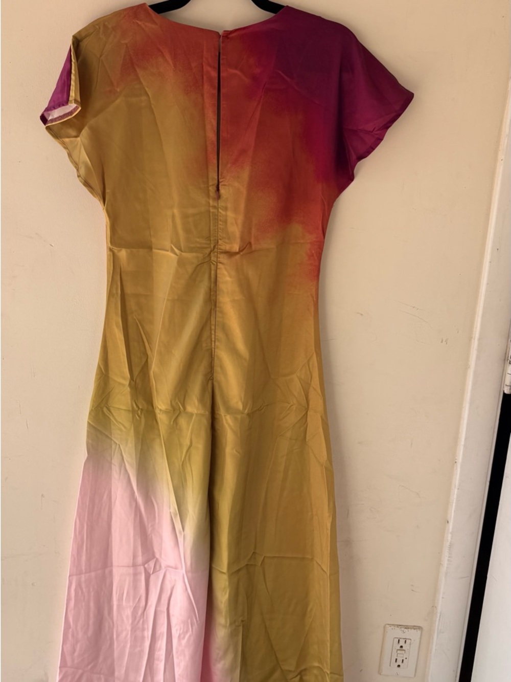 Micas Ombre Maxi Dress in Green and Pink - Cap Sleeve Elegance size M - Picture 5 of 5